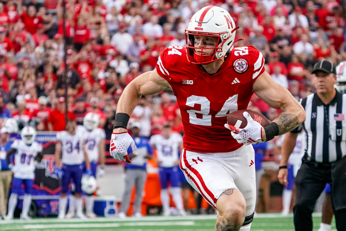 Thomas Fidone touchdown 2023 Nebraska vs. Louisiana Tech football 4Q USATSI_21489763